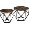 COUCHTISCH 2er Set Benham, mit höhenverstellbaren Kunststofffüßen, Industrial Holz dunkel, rustikal - Rostfarben, Holzwerkstoff (50/50/40cm) - tectake