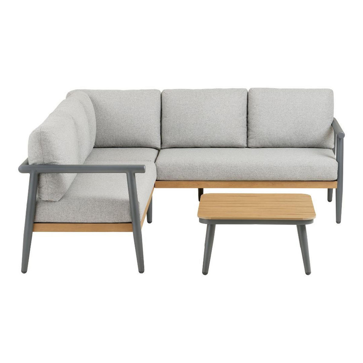 LOUNGE-SET, Camilla, Graubeige, Metall / Polyester, 73 x 200 x 65 cm, 2-teilig - Grau, Metall - ebuy24