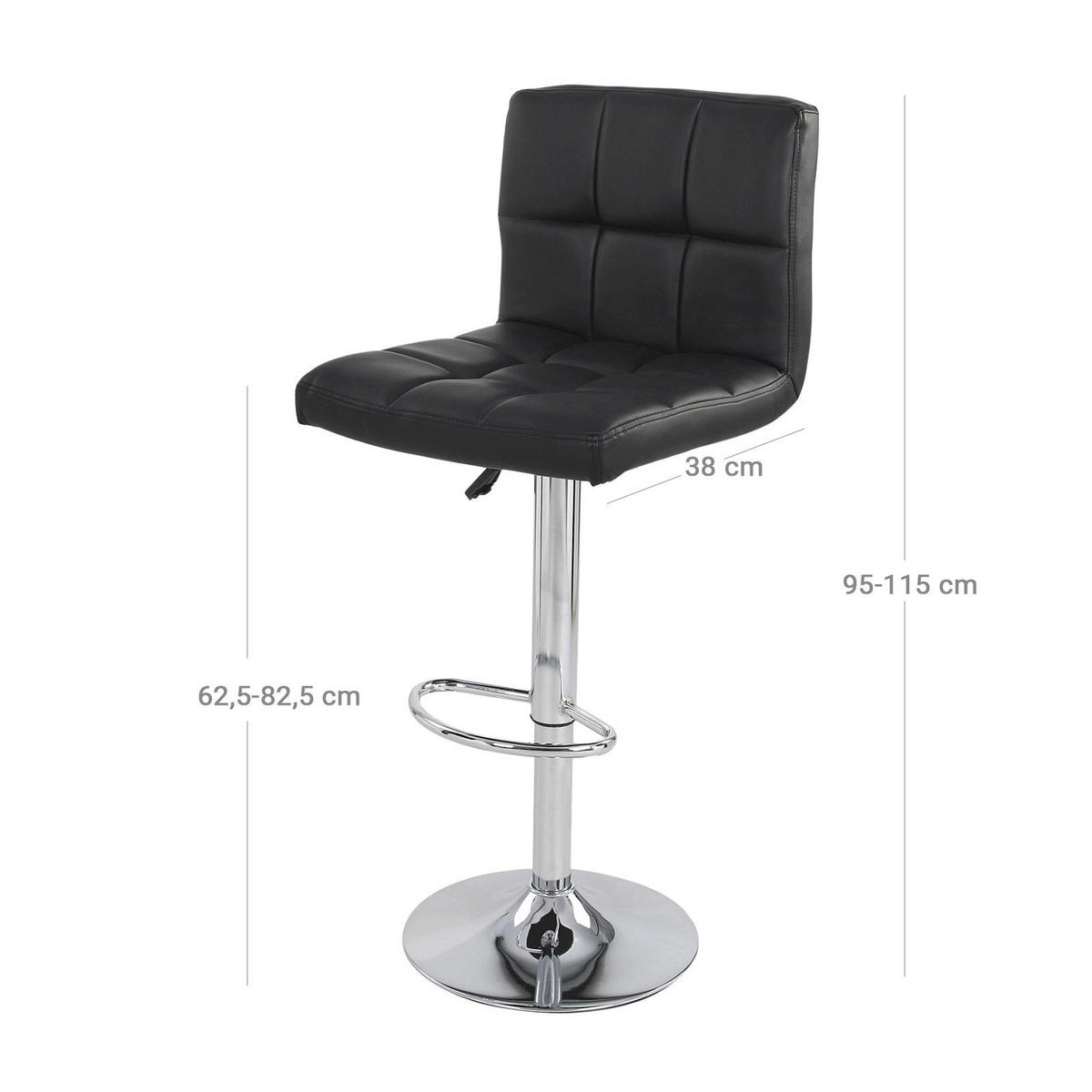 BARSTUHL 2ER-SET - Schwarz, Textil (38/38/44.5cm) - Hansiro