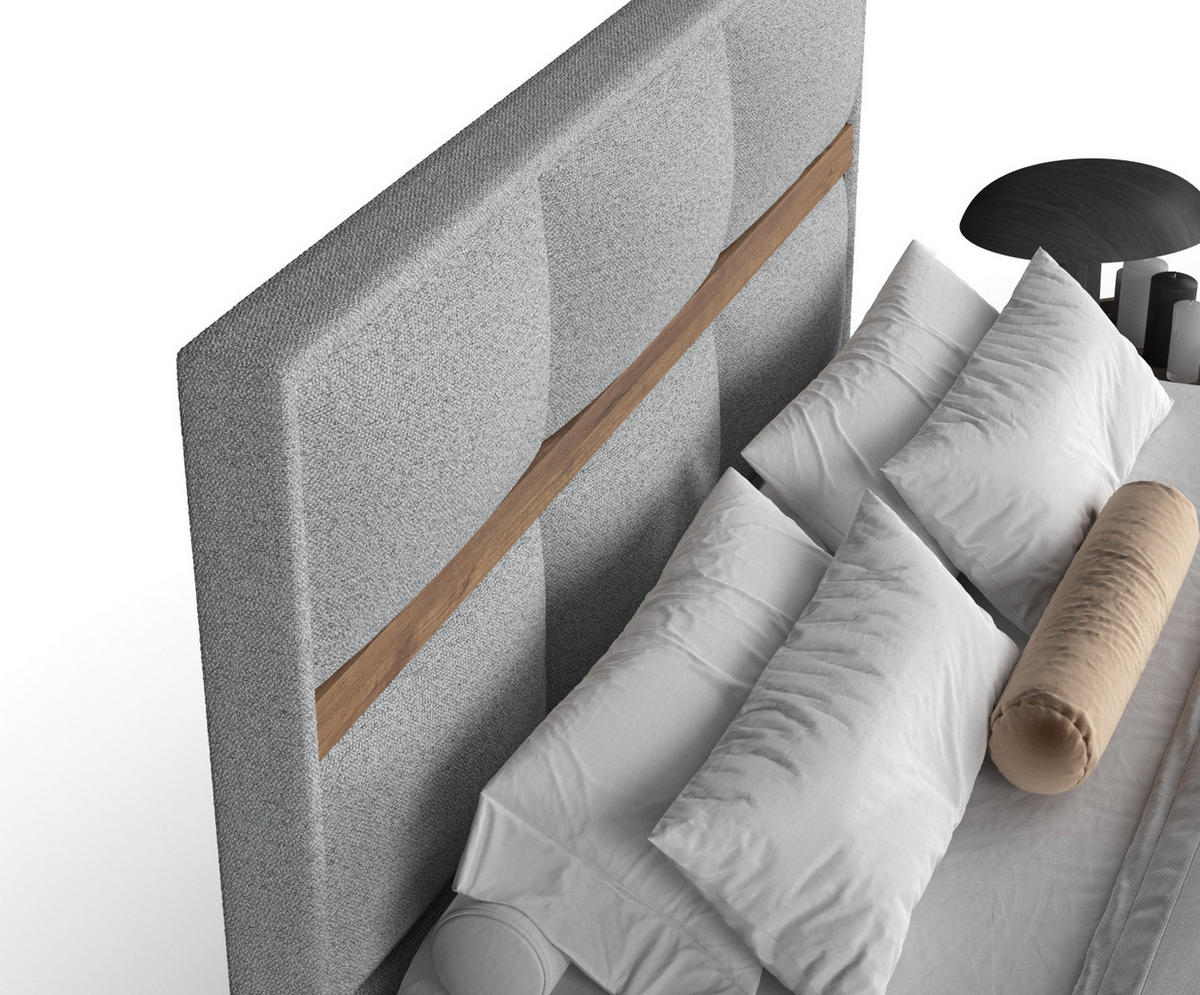 BOXSPRINGBETT Soto Hellgrau 200/200 cm mit Latex-Topper - Silberfarben/Hellgrau, Holz/Holzwerkstoff (200/200cm) - Maison de Reve
