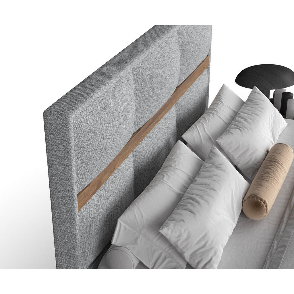 Thumbnail - Maison de Reve Boxspringbett, Hellgrau, Textil, Buche, Kiefer, H3, Höhe ca. 21 cm, 180x200 cm, FSC 100%, Made in EU, Oek...