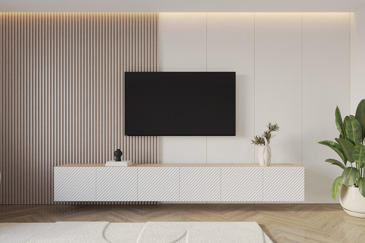 LOWBOARD ZENO-W 3x100x40x41 cm - Artisan / Weiß - Weiß, Holzwerkstoff (300/40/41cm) - ALTDECOR