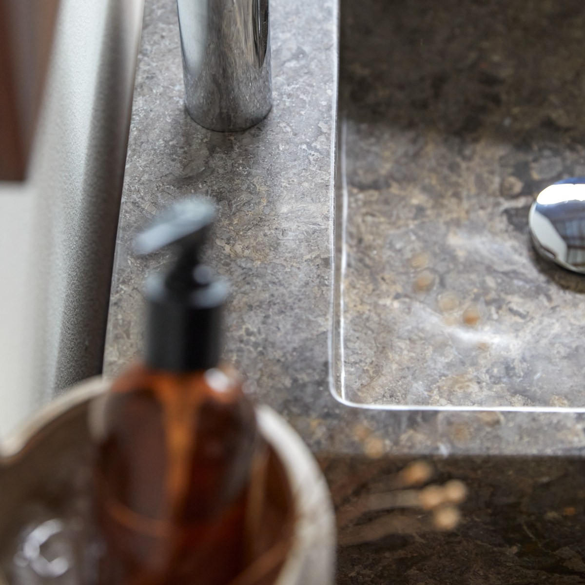 WASCHBECKEN Slats Grau aus Marmor - Grau, Stein (41/14/41cm) - Tikamoon