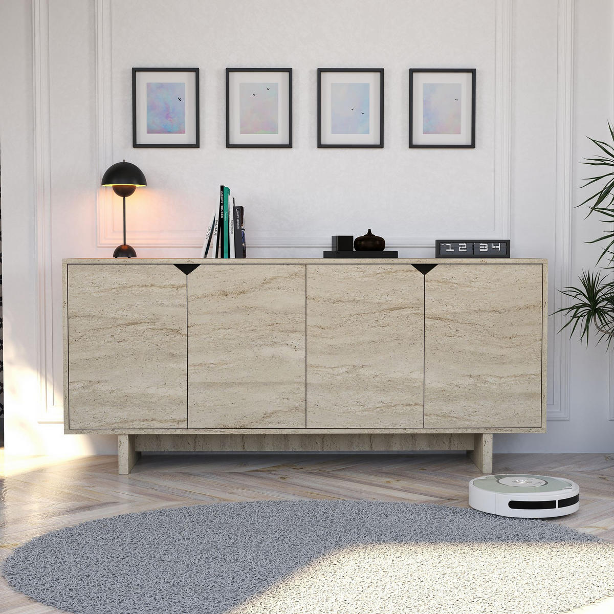 BUFFETSCHRANK turan beige - Beige, Holz (40/81/180cm) - Habitat Garten