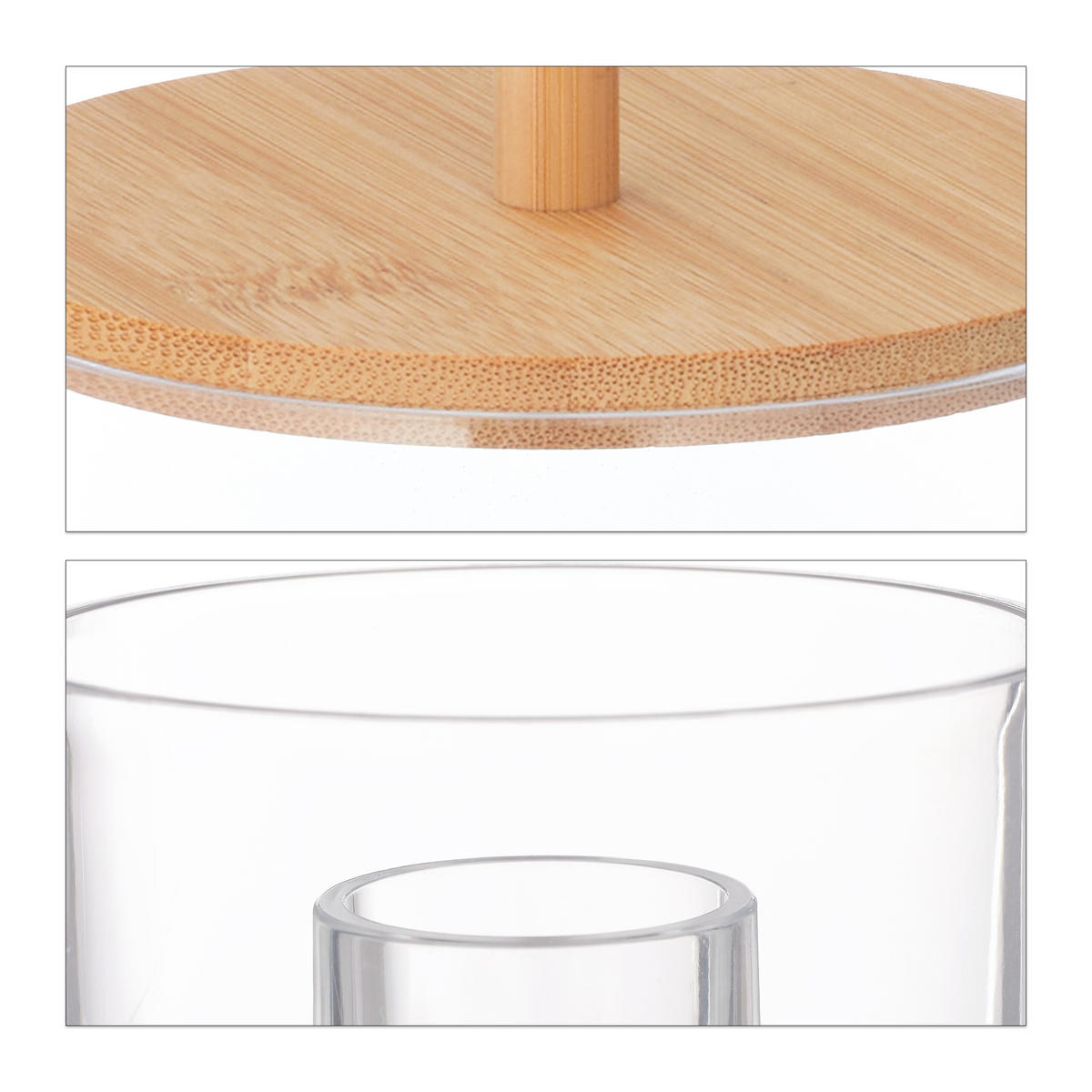 WATTESTÄBCHEN-BEHÄLTER - Multicolor, Holz/Kunststoff (10/11/10cm) - Relaxdays