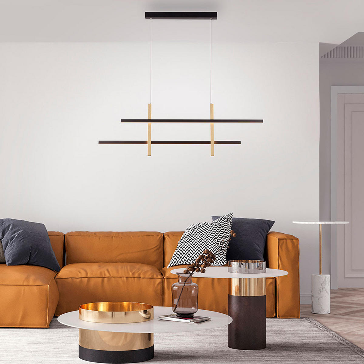 LED HÄNGELEUCHTE Metall Schwarz - Schwarz, Metall (109.5/6/120cm)