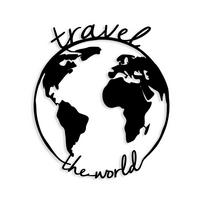 WANDDEKORATION Metall Travel the World Schwarz 55/1,5/62 cm - Schwarz, Metall (55/62/1.5cm) - Decortie