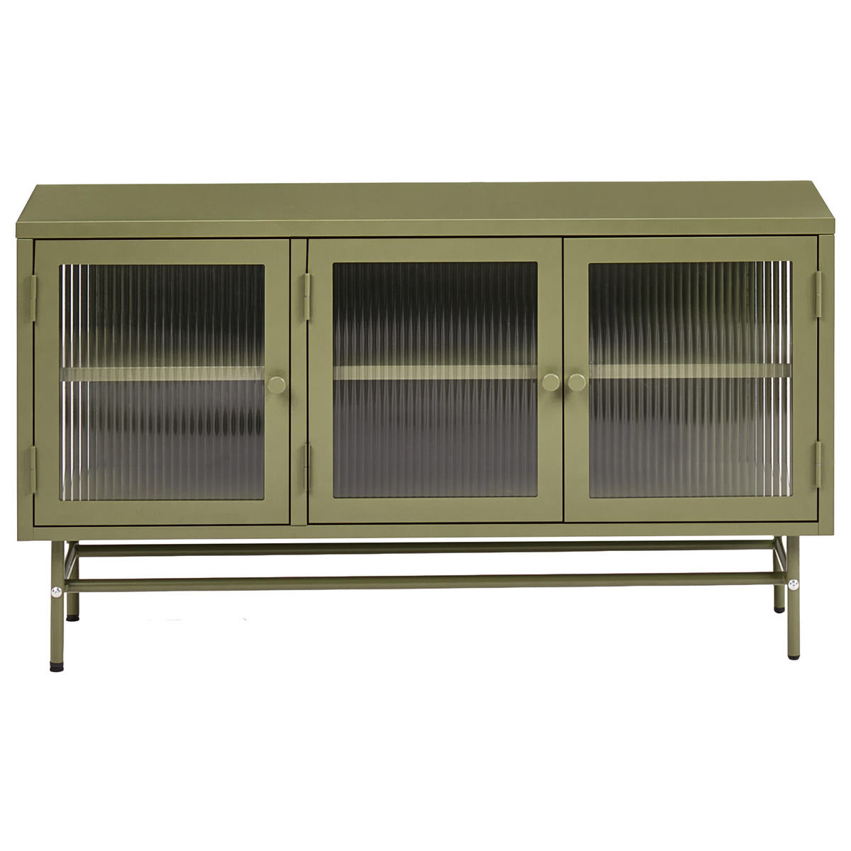 SIDEBOARD mit Glastüren Metall 115 cm Grün Devon - Grün, Metall (115/64/35cm) - Beliani