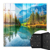 SCHLÜSSELBOX Schwarz 30x30 cm- Türöffnung nach rechts - Berglandschaft - Grün, Metall (30/30/5cm) - TULUP
