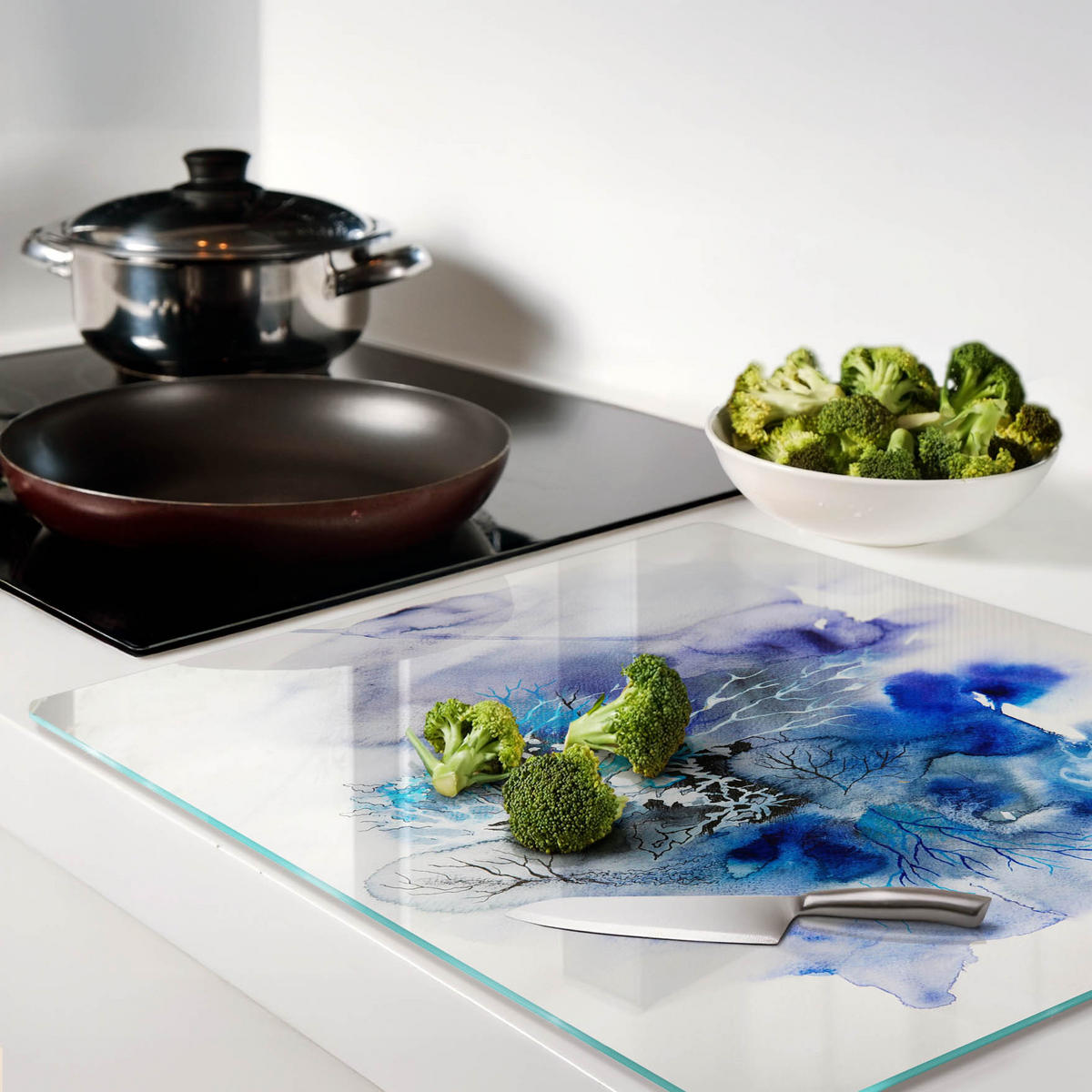 GLASPLATTE 60x52 cm Abstrakte Blumen - Schwarz, Glas (60/0.4/52cm) - TULUP