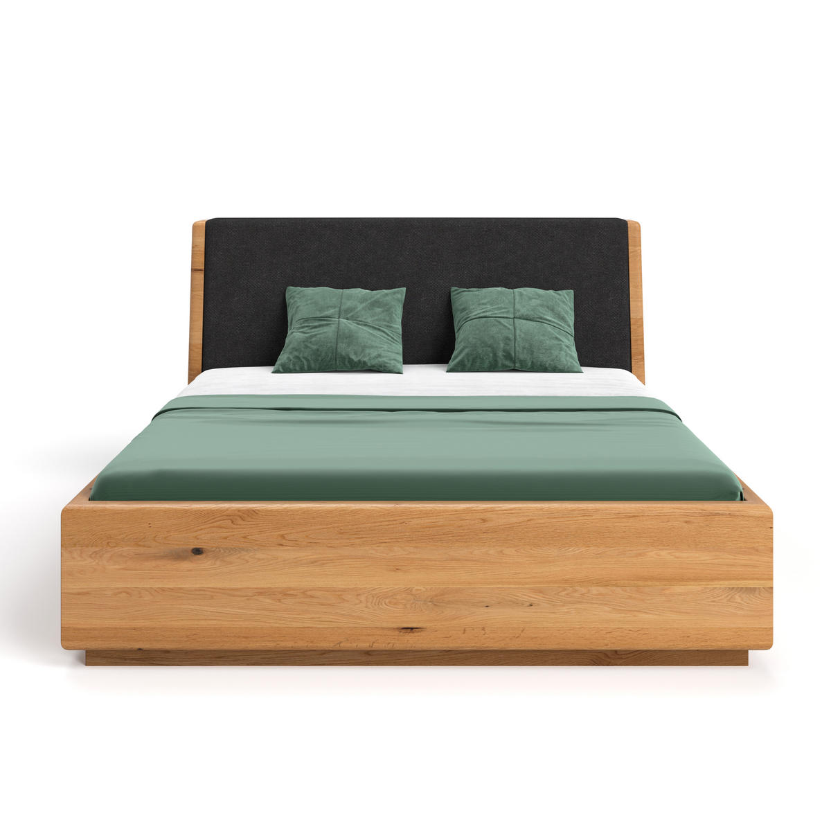 MASSIVHOLZBETT Aura Tilt aus Eiche mit Bettkasten 180x220 cm, Storm 99 (Schwarz) - Eichefarben/Braun, Holz (180/220cm) - Danzz