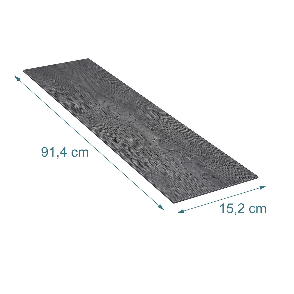 VINYLBODEN Eiche dunkelgrau 36er-Set selbstklebend PVC 15,2x91,4 cm - Anthrazit, Kunststoff (91.4/15.2/0.2cm) - Relaxdays