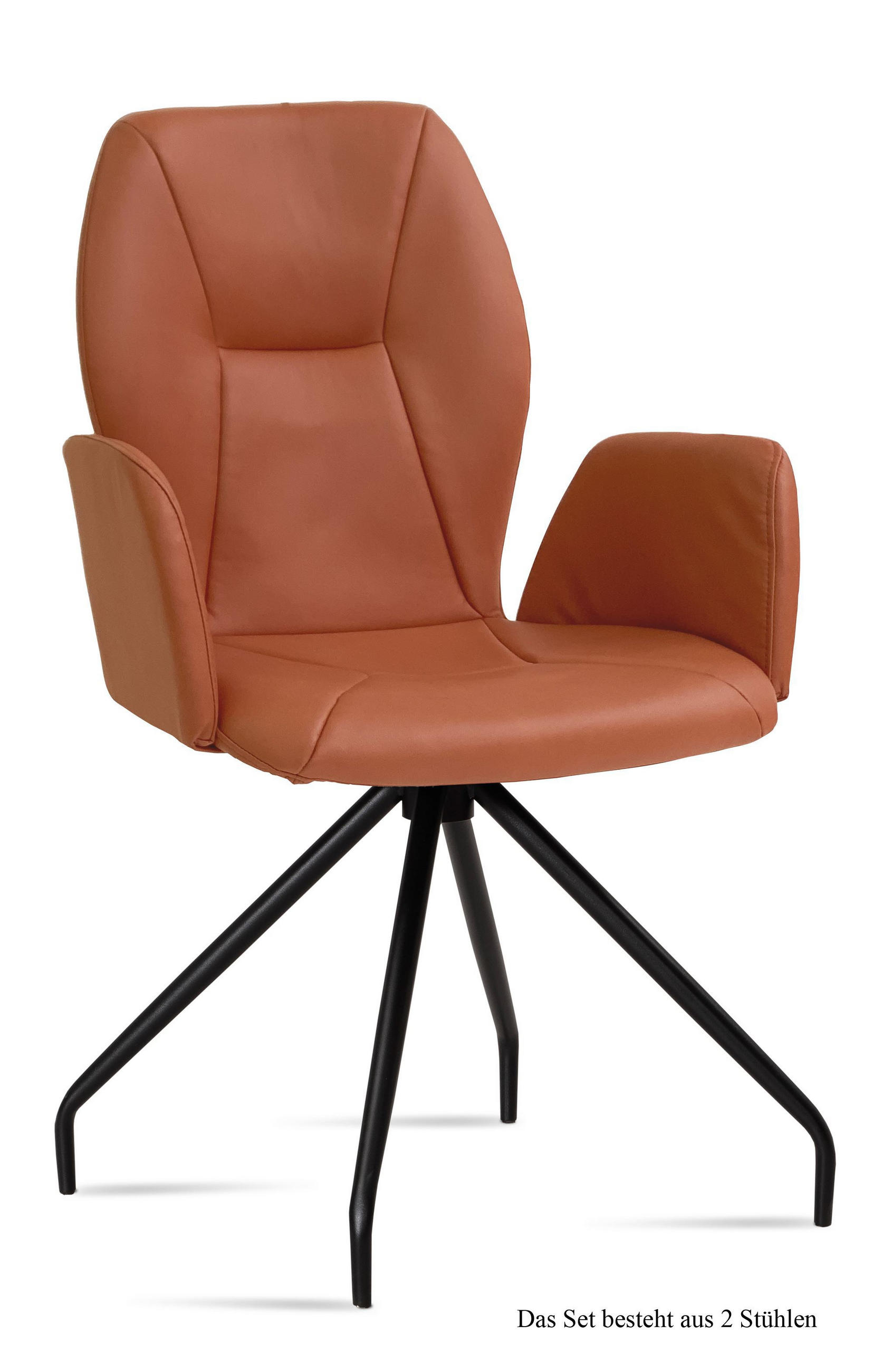 ARMLEHNSTUHL (2er-Set) Dionis 58x92x60 Schwarz/Cognac - Cognac/Schwarz, Kunststoff (60/92/58cm) - 58aufmkessel