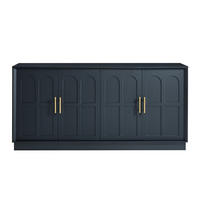 SIDEBOARD aus MDF 169x40x80 cm Schwarz mit verstellbaren Einlegeböden und Kippschutz - Schwarz, Holzwerkstoff (169/80/40cm) - Modfu