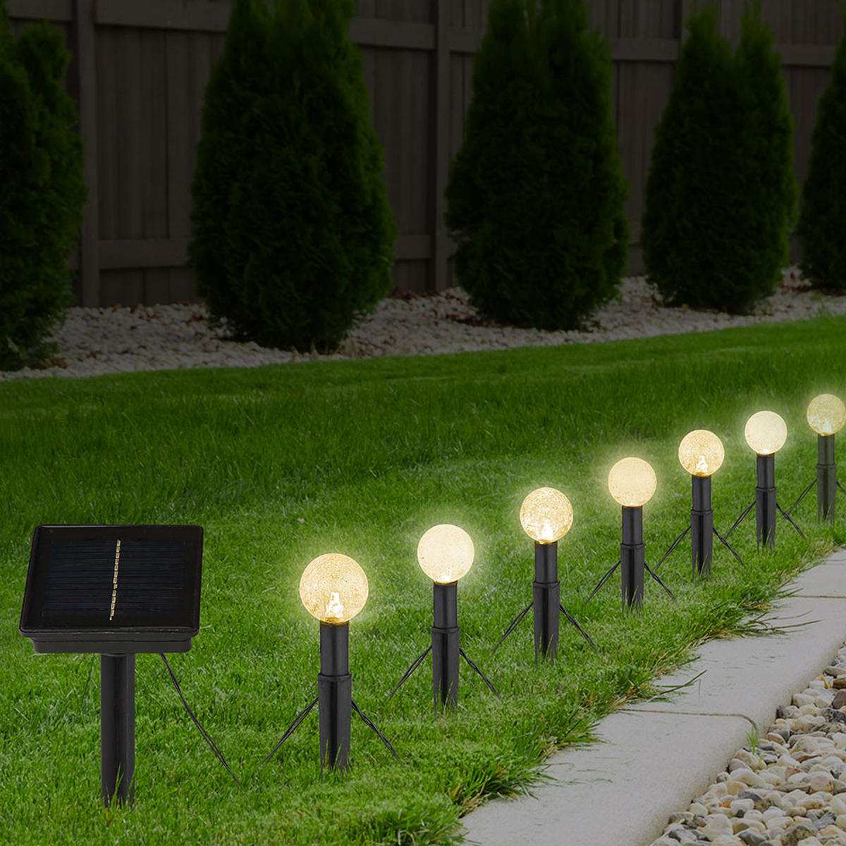 LED AUSSENLEUCHTE Solar Schwarz Kunststoff - Schwarz, Kunststoff (770/30/15cm) - Globo Lighting