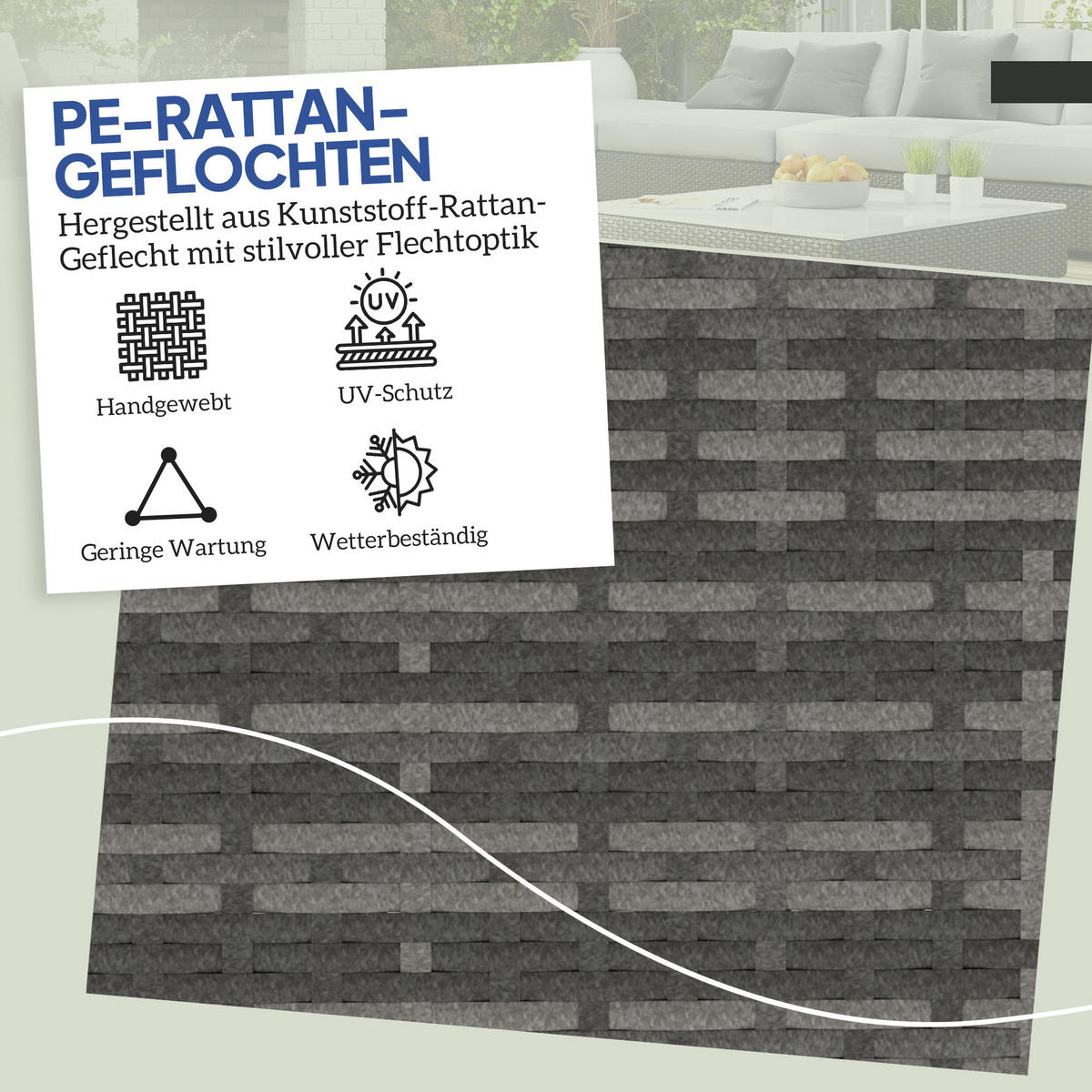 HOCKER 2er-Set mit Rattanoptik Stauraum 120 kg belastbar - Dunkelgrau, Metall (40/41/40cm) - Outsunny