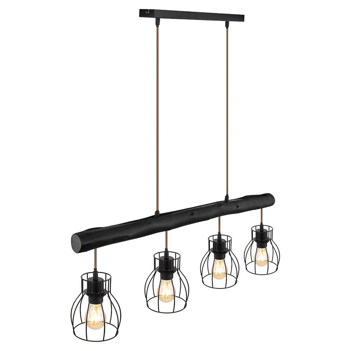 HÄNGELEUCHTE Balken Schwarz Matt - Schwarz, Holz (82.5/16.3/140cm) - Globo Lighting