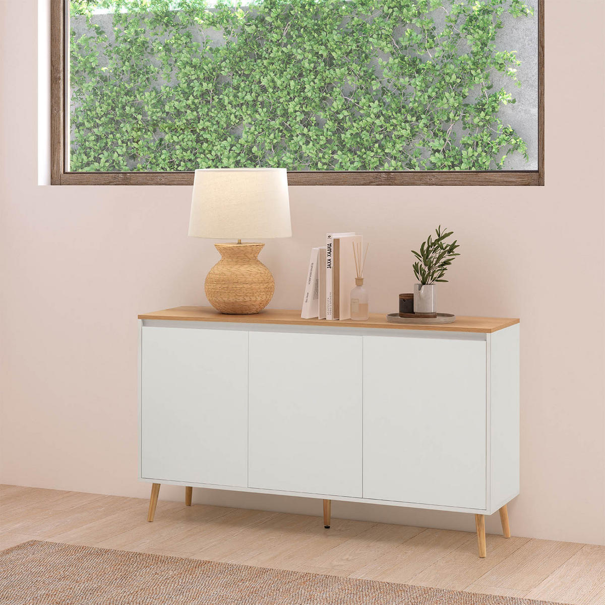 SIDEBOARD Desi 3 türen Weiß - Weiß, Holzwerkstoff (140/80/40cm)
