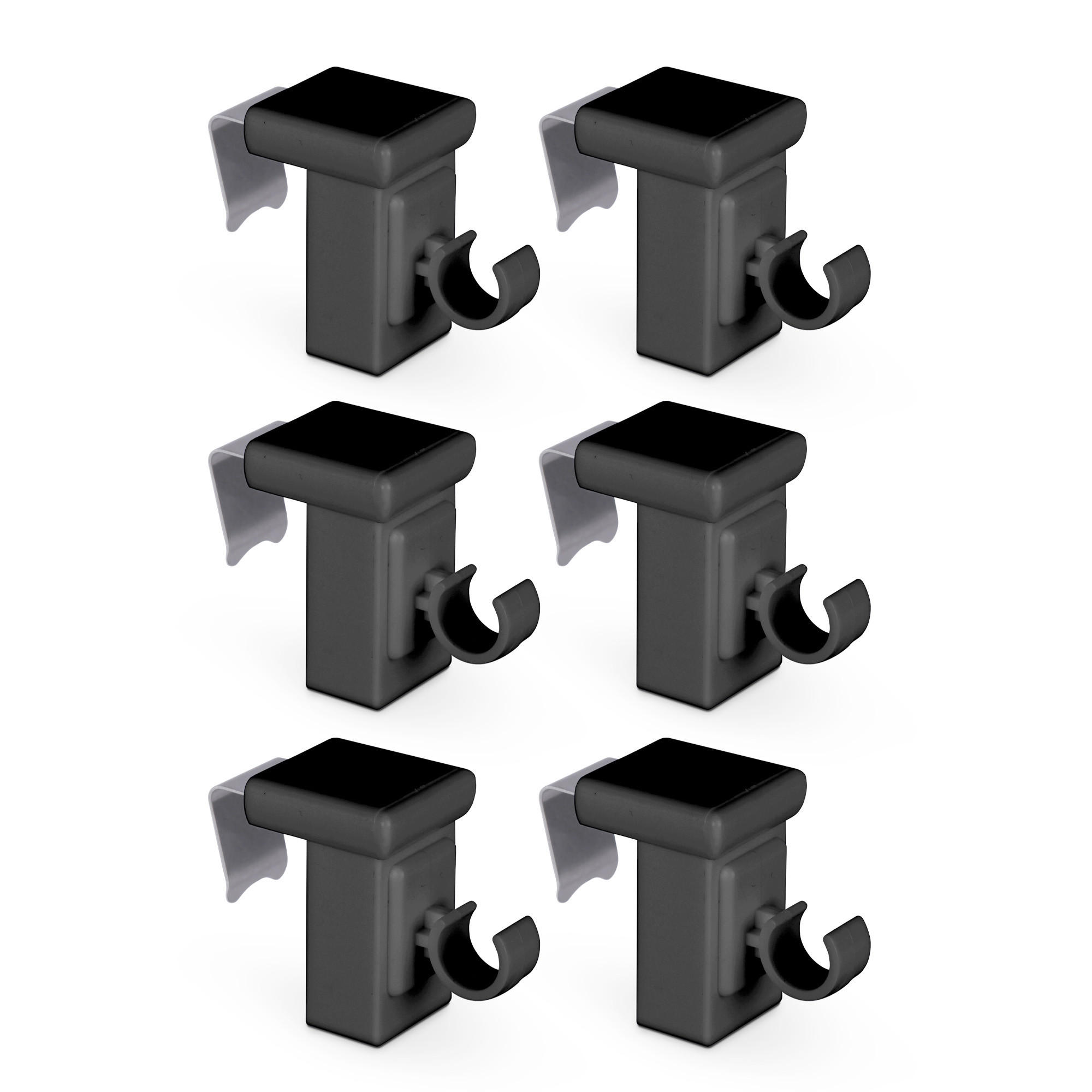 KLEMMTRÄGER für Cafehausstangen 6er Pack - Anthrazit, Kunststoff (2/4/4cm) - Bestlivings