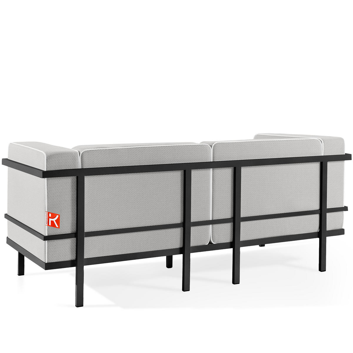 GARTENSOFA TRIGLO 2-Personen, Stahlrahmen, Modern, Dunkelgrau - Dunkelgrau/Weiß, Textil/Metall (164/70/69cm) - KONSIMO®