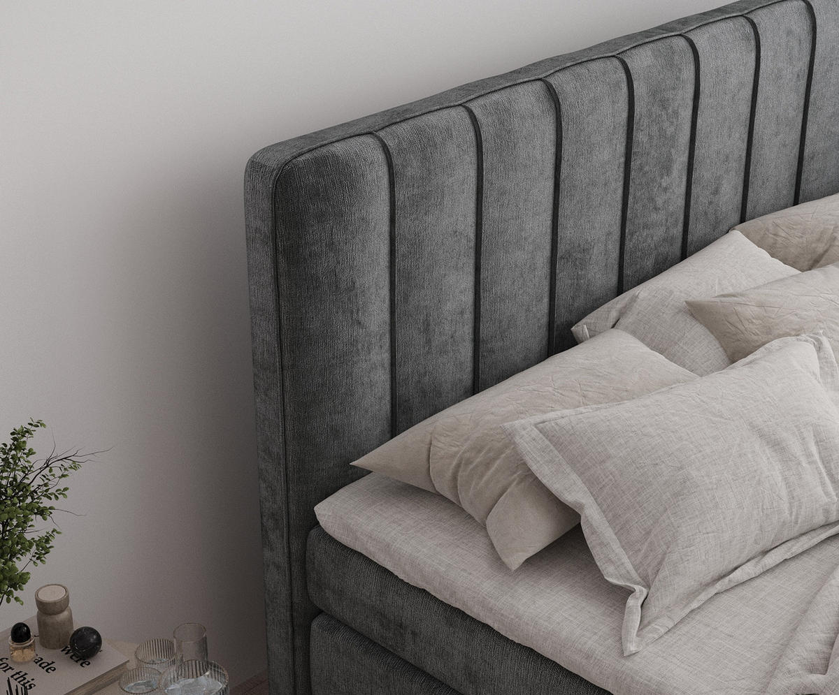 BOXSPRINGBETT Novara Anthrazit 160/200 cm - Anthrazit/Schwarz, Holz/Holzwerkstoff (160/200cm) - Maison de Reve