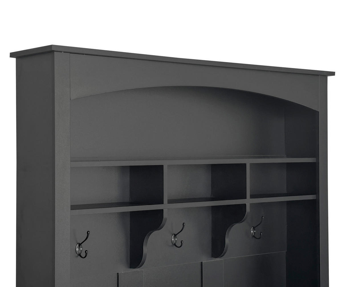 STANDGARDEROBE mit Sitzbank, 3 Haken und Schuhablage, Schwarz, 120/40/190 cm - Schwarz, Holzwerkstoff (120/190/40cm) - BEAOK