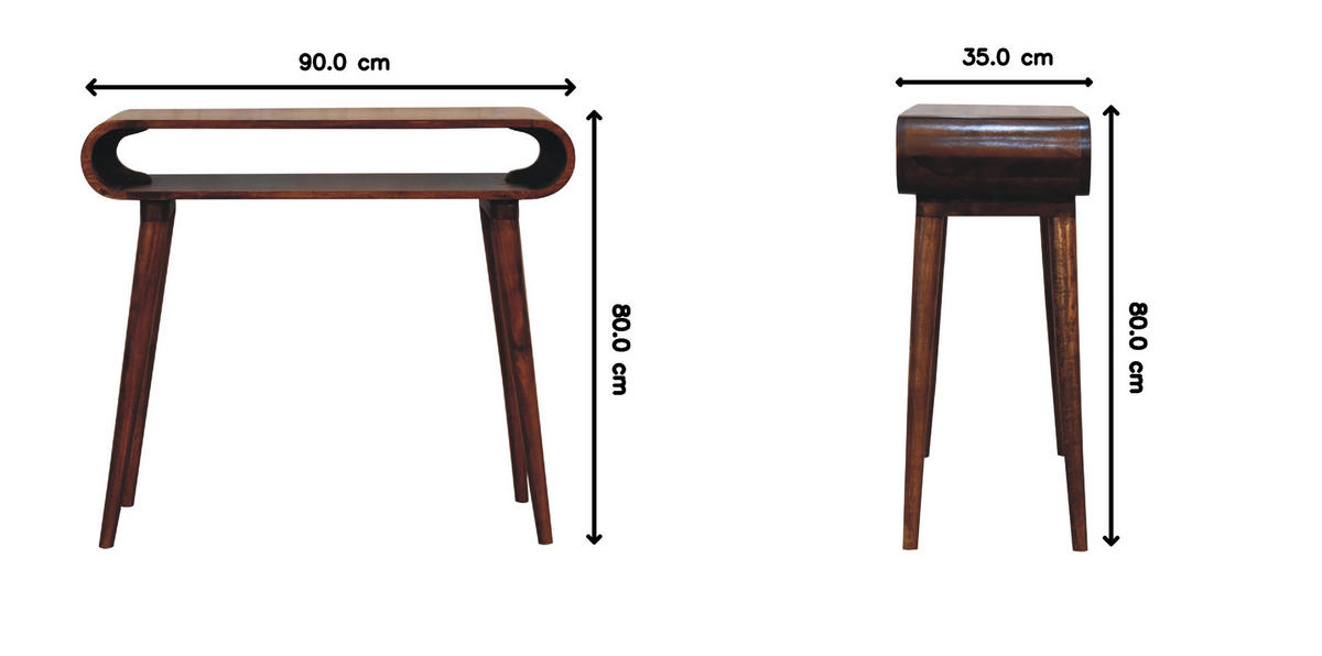 KONSOLENTISCH aus 100% massivem Mangoholz - Kastanienfarben/Messingfarben, Holz/Metall (35/90/80cm) - Artisan Furniture