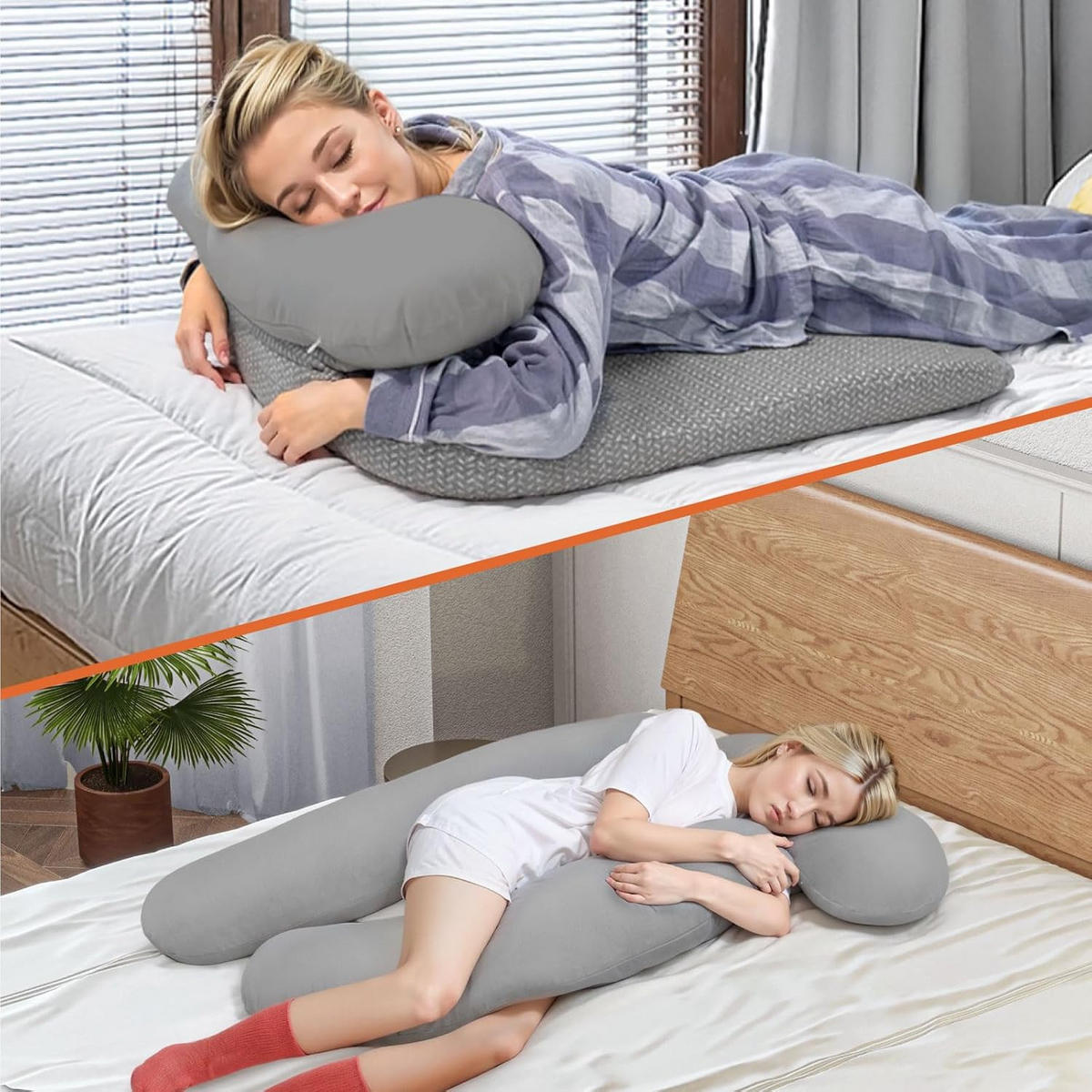 SEITENSCHLÄFERKISSEN Grau - Grau, Textil (68/136cm) - Vercart