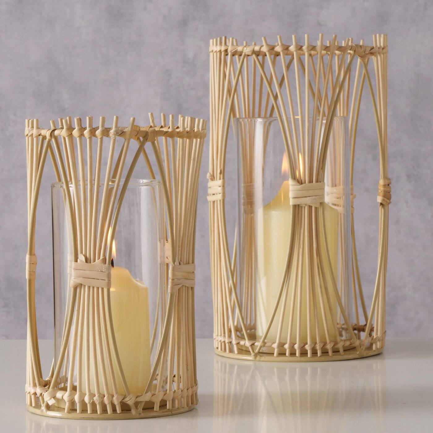 KERZENSTÄNDER Eireen 2er-Set - Braun, Naturmaterialien (15/27/15cm) - Boltze Home