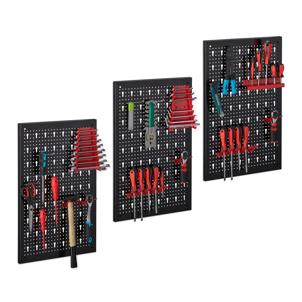 WERKZEUGLOCHWAND - Schwarz, Metall (118/60/2cm) - Relaxdays