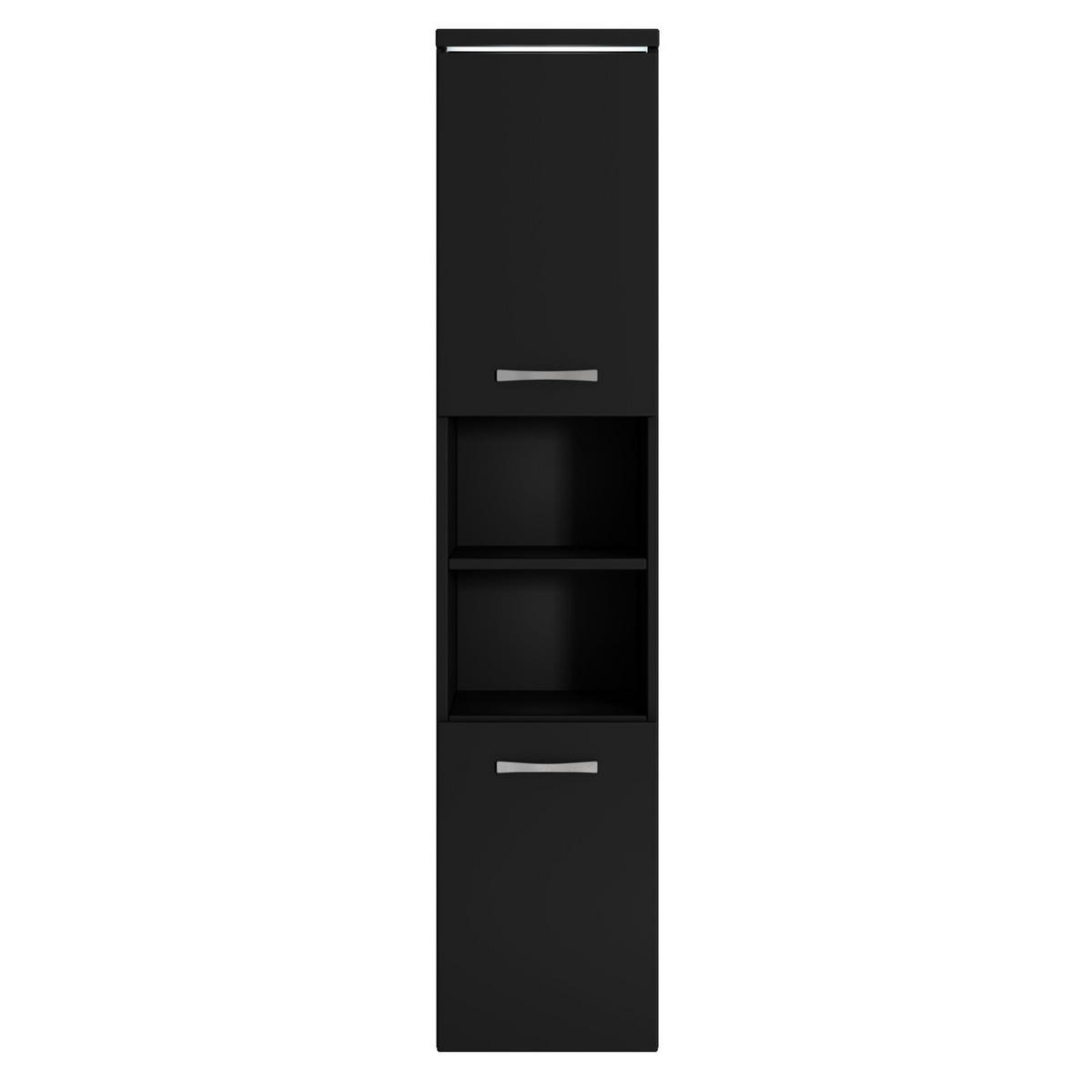 BADEZIMMERSCHRANK Paso mit 2 Türen Schwarz Matt - 35 x 35 x 160 cm - Schwarz, Holz (35/160/35cm) - Badplaats