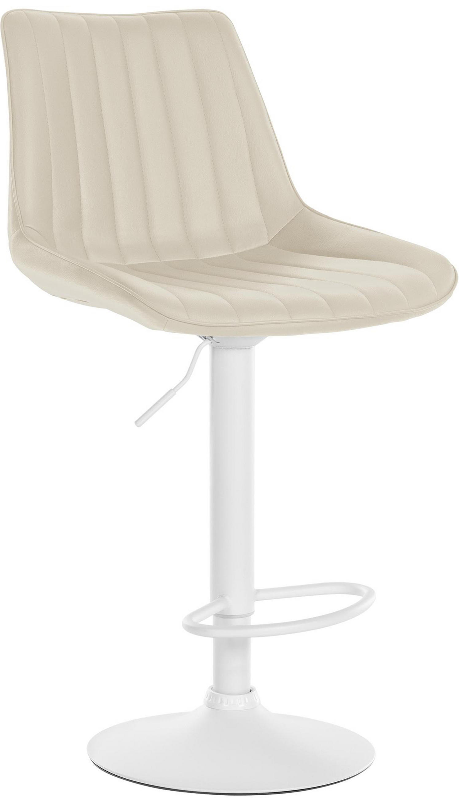 BARHOCKER Tolor Kunstleder weiß creme - Naturfarben/Weiß, Kunststoff/Metall (49.5/112/50cm) - TPFLiving