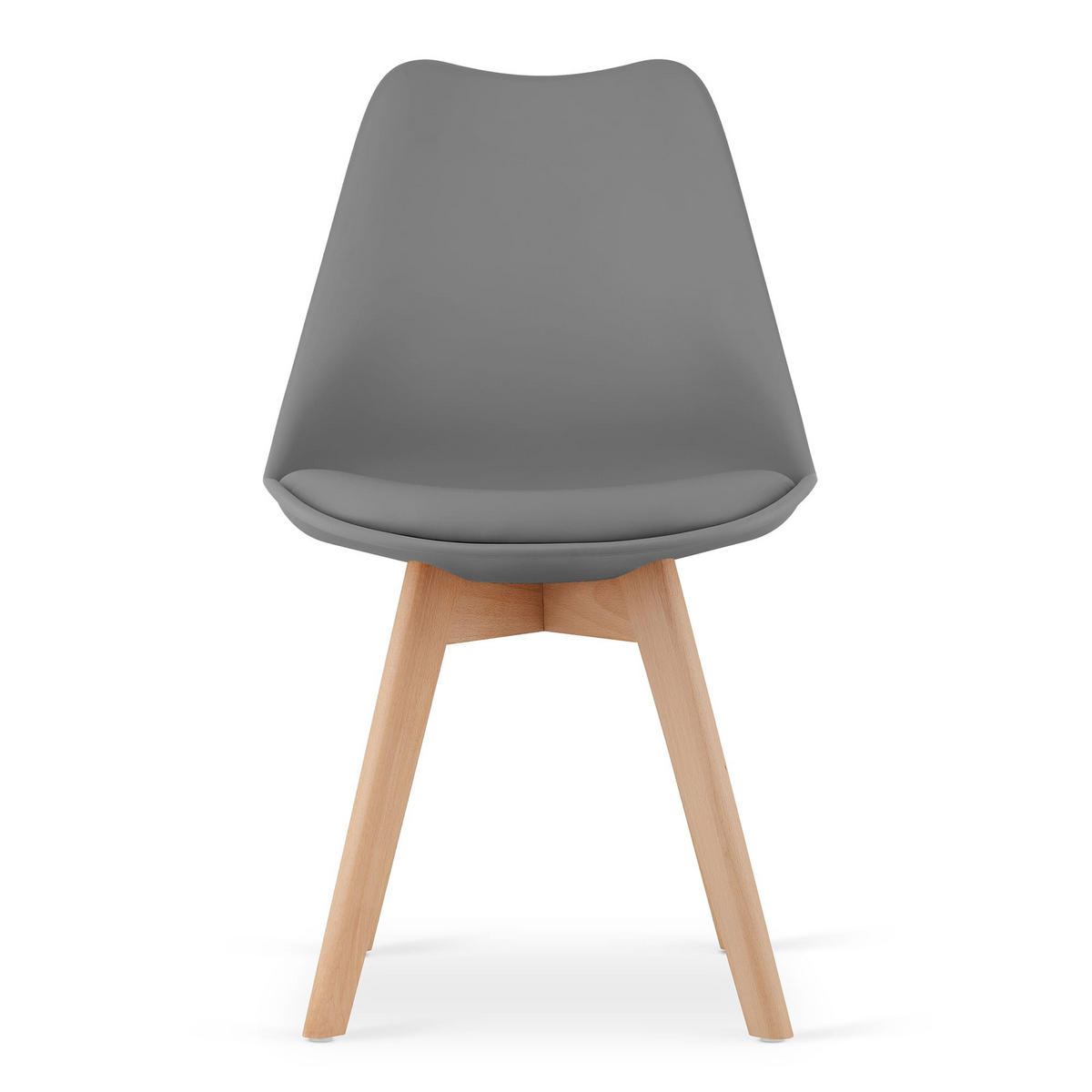 STUHL DOZZA 6-er Set, Grau Kissen aus Kunstleder - Hellgrau, Holz/Kunststoff (49/82/43cm) - Komodee