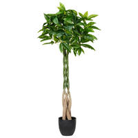 KUNSTPFLANZE im Blumentopf 120 cm Grün/Schwarz Pachira Tree - Schwarz/Grün, Kunststoff (120cm) - Beliani