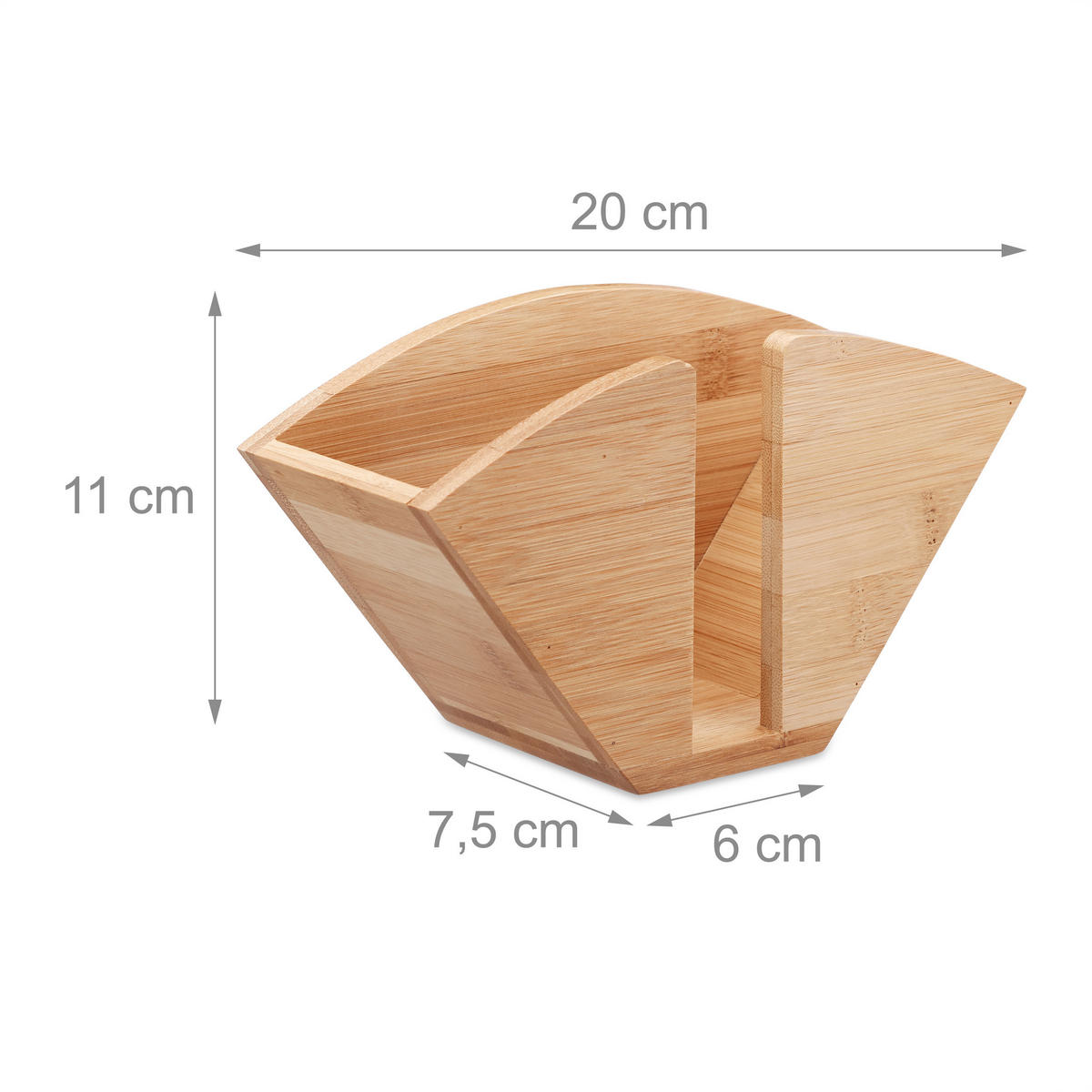 SERVIETTENHALTER - Hellbraun, Holz (20/11/7.5cm) - Relaxdays