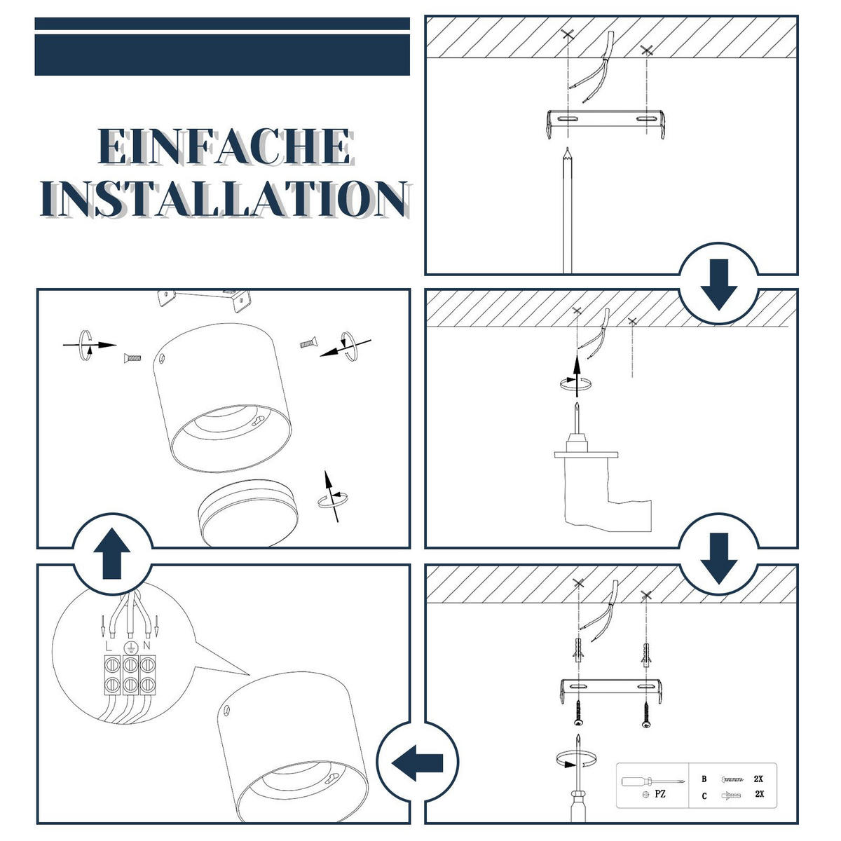 AUFBAULEUCHTE Adele II 10/10/8cm - Weiß, Metall (10/10/8cm) - Nettlife