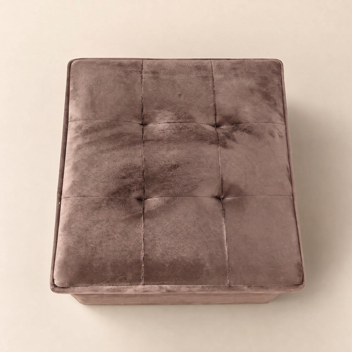 SAMT-POUF mit Stauraum 38/38/38 cm - Braun, Textil (38/38/38cm) - SCENA LIVING