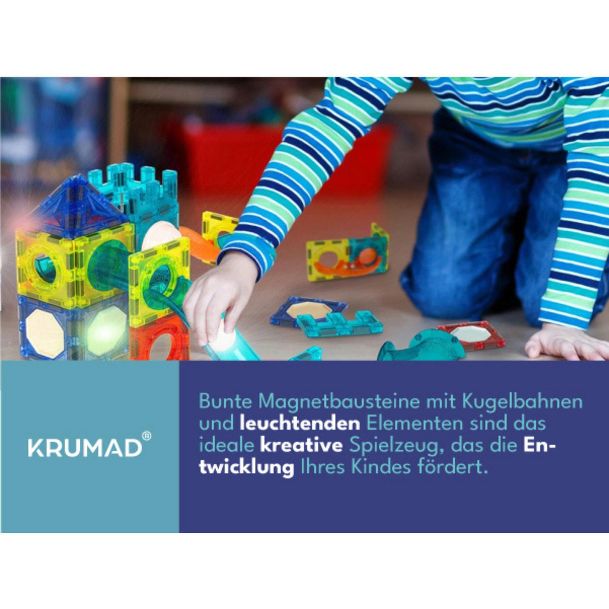 MAGNETISCHE BAUSTEINE 150 Teile - Dunkelgelb/Multicolor, Kunststoff (5/5cm) - KRUMAD
