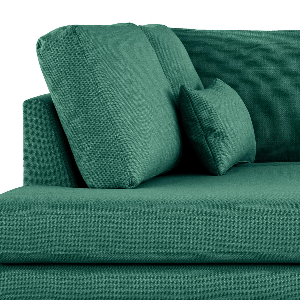 ECKSOFA mit Ottomane - Dunkelgrün/Eichefarben, Eichenholz/Textil (287/219cm) - home24