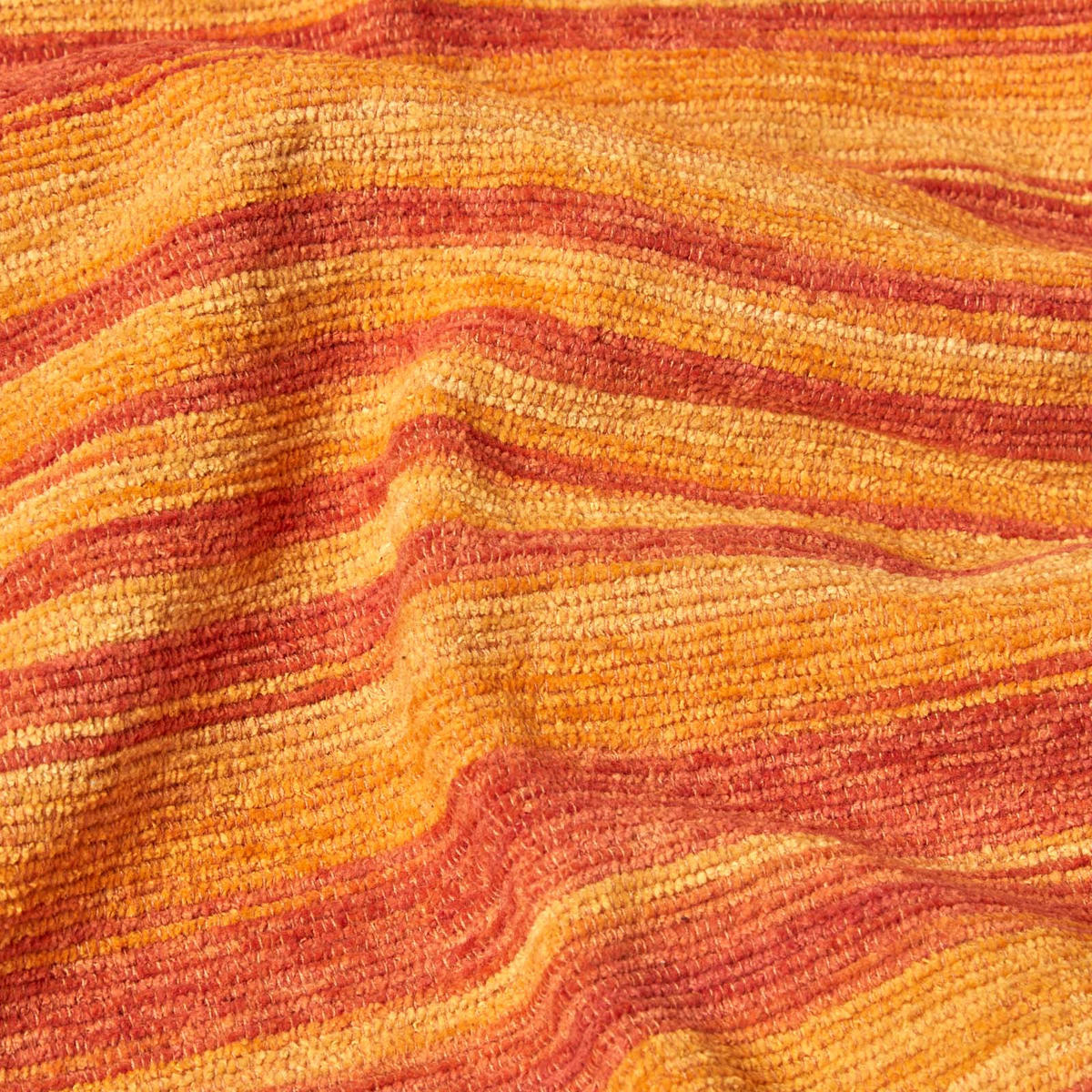 WOHNDECKE Chenille 220/240 cm, 100% Baumwolle gestreift - Orange, Textil (220/240cm) - Homescapes