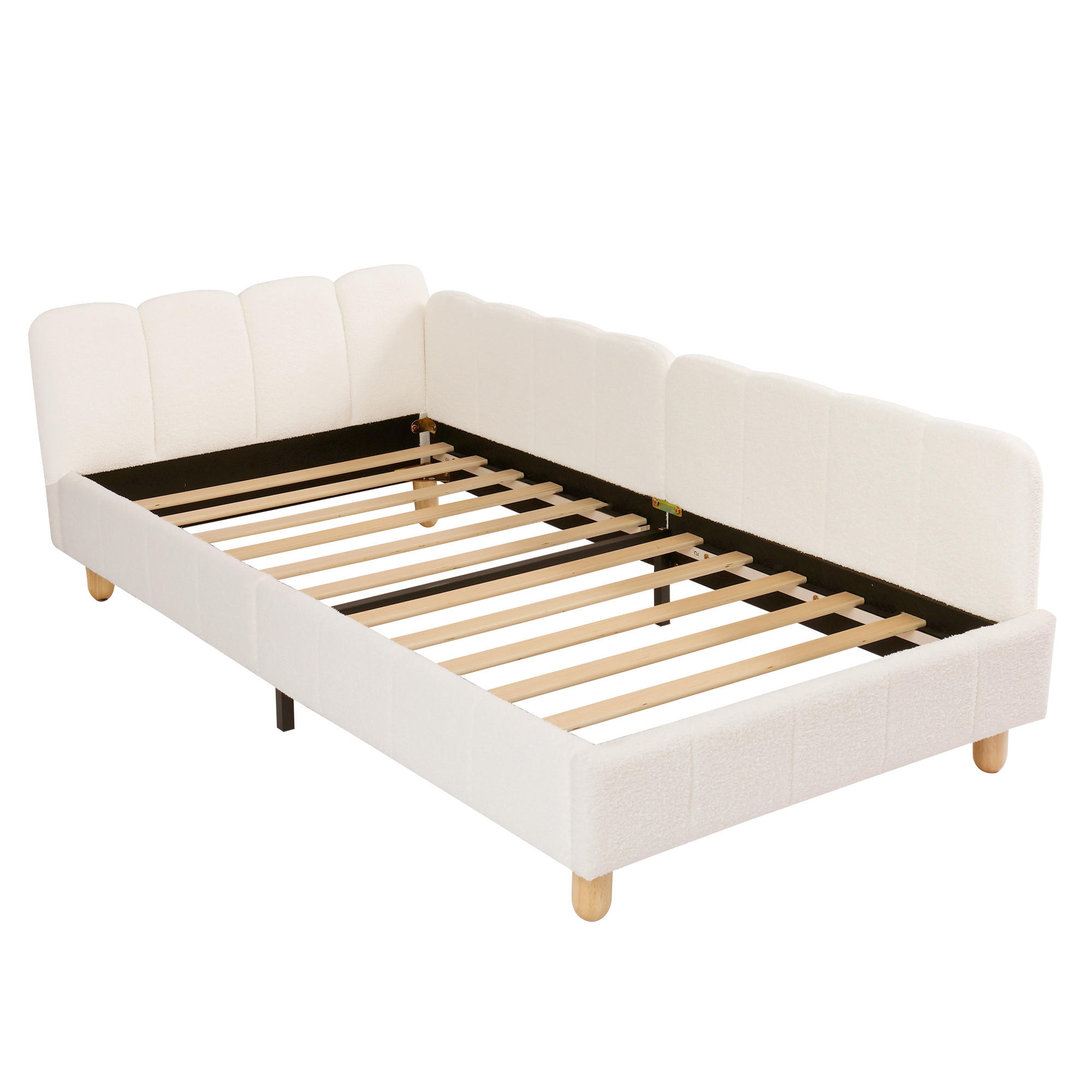 POLSTERBETT 90/200 cm DE-03015, mit Rausfallschutz und 3-seitigen Armlehnen, in Beige - Beige, Holz (90/200cm) - ComfortXL