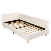 POLSTERBETT 90/200 cm DE-03015, mit Rausfallschutz und 3-seitigen Armlehnen, in Beige - Beige, Holz (90/200cm) - ComfortXL