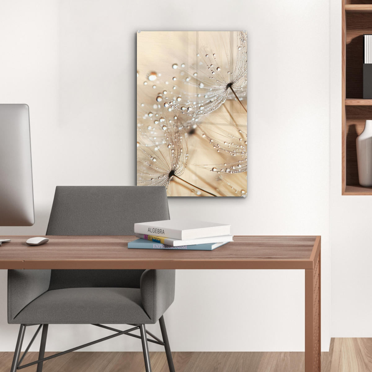 ACRYLGLASBILD Löwenzahn - Abstrakt - Natur - Beige 40x60 cm - Braun, Glas (40/60cm) - MuchoWow