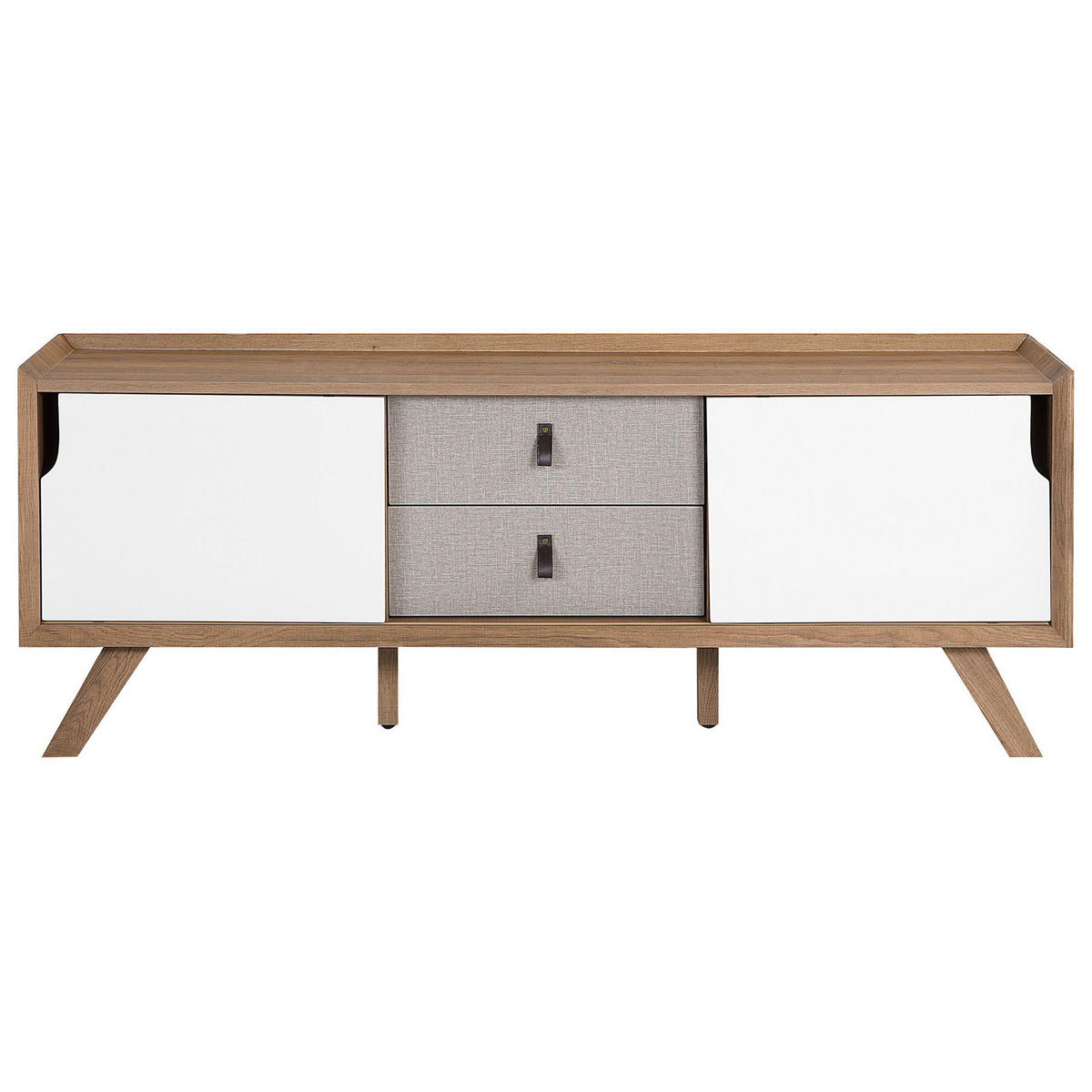 TV-MÖBEL Weiß, Hellbraun, Braun ACTON 42/147/56 cm - Weiß, Holzwerkstoff (147/56/42cm) - Beliani
