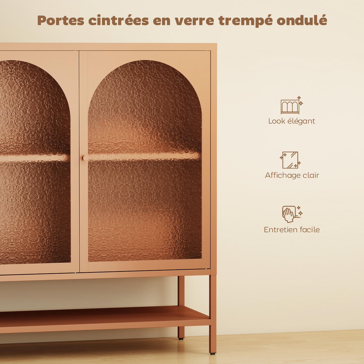 SIDEBOARD Rostbraun, 3 Glastüren, 140/40/105 cm - Rot, Holz (140/105/40cm) - PANGIVO