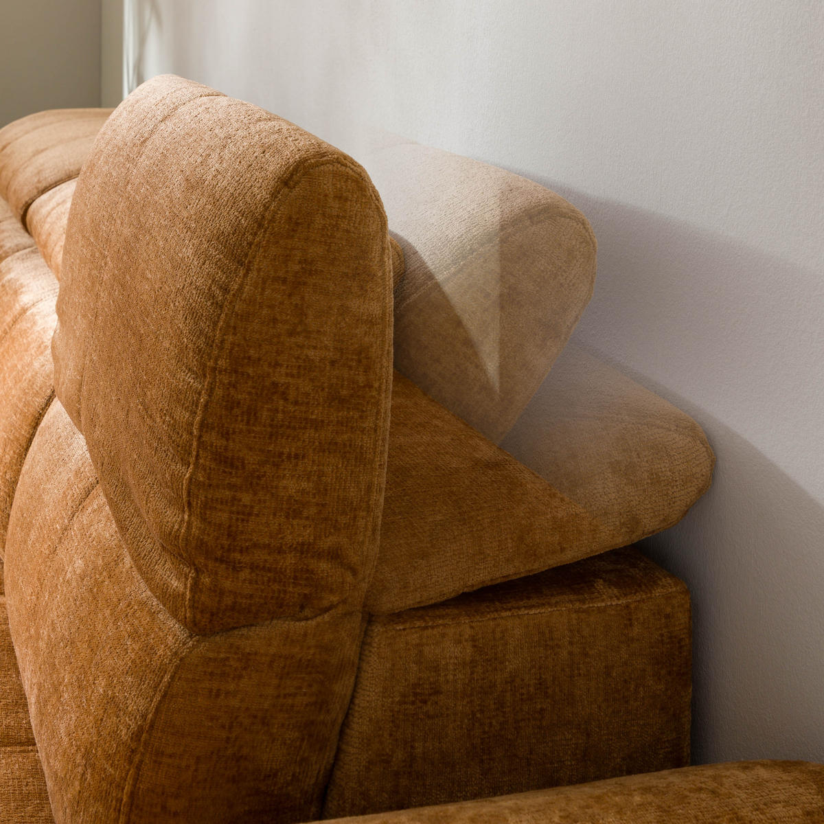 ECKSOFA Ottomane links Chenille 284x208x79 rostfarben VALENTINA - Rostfarben, Kunststoff (284/208cm) - Massivmoebel24