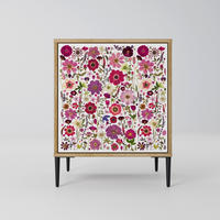 SIDEBOARD PETAL GARDEN, Eichefarben, 57,5x42x72,5 cm, Schwarze Metallfüße - Eichefarben/Multicolor, Holzwerkstoff/Metall (57.5/72.5/42cm) - SpaceRebels