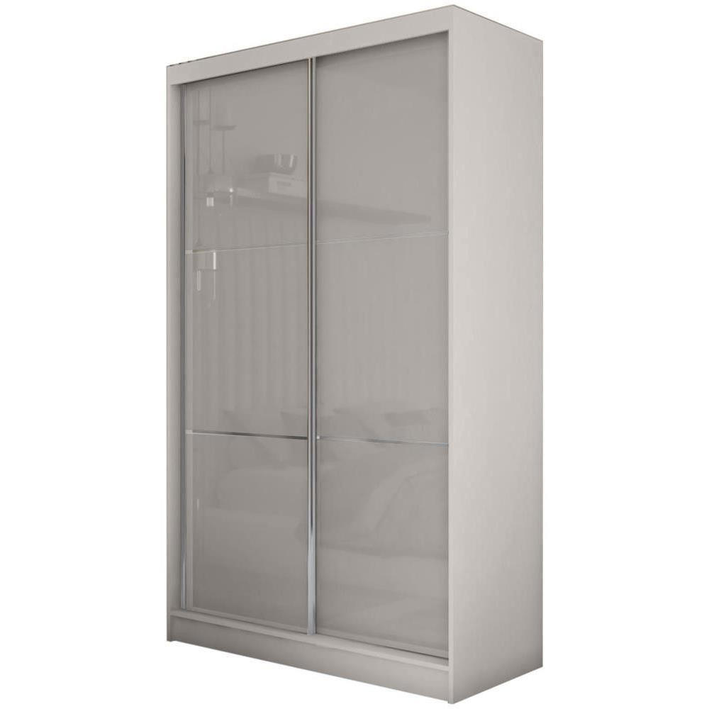 SCHWEBETÜRENSCHRANK Viva 120/216/61 kaschmir mit Lacobel-Glas und Schubladeneinsätze - Kaschmir, Holzwerkstoff (120/216/61cm) - Beautysofa