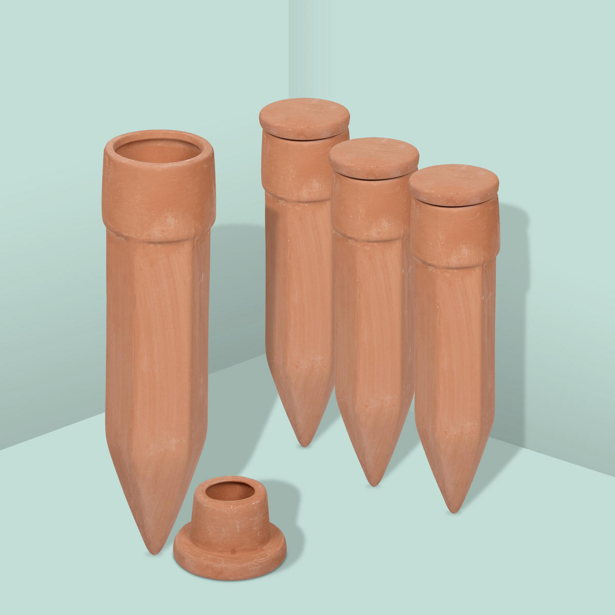 4XTONKEGEL - Hellbraun, Keramik (5/19.5/5cm) - Relaxdays