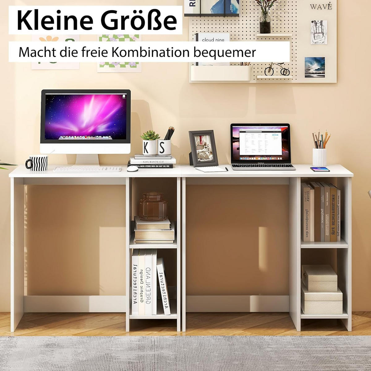 DATORBORD Vitt - Vit, Träbaserade material (40/80/74cm) - COSTWAY